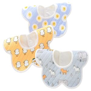 Eimmabey Baby bandana bibs for Eating and Drooling 3 Pack 360 Rotate Baby Feeding Bibs for Boys and Girls Soft Organic Cotton
