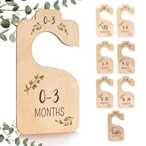 Beautiful Wooden Baby Closet Dividers for Clothes – Double-Sided Organizer from Newborn to 24 Months – Adorable Nursery Decor Hanger Dividers Easily Organize your Little Baby Girls or Boys Room