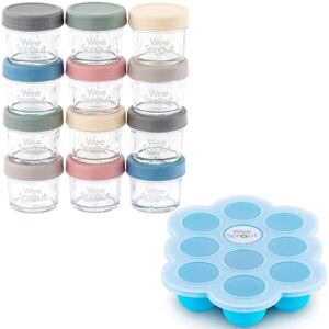 Matte 4 oz Glass Baby Food Storage Jars Bundle with Blue Silicone Freezer Tray