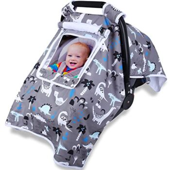 Car Seat Covers for Babies, Elstey Baby Carseat Cover Boy Girl, Infant Stroller Canopy, Adjustable Peep & Breathable Mesh Window, Soft Crystal Velvet Fabric, Fit Spring Summer Autumn Winter(Grey) | The Storepaperoomates Retail Market - Fast Affordable Shopping