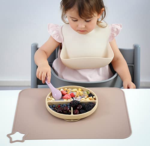 Moonkie Baby Silicone Placemats, Non-Slip Stain Resistant Portable Food Mats for Kids Toddler with 2 Packs (Ether/Sage) | The Storepaperoomates Retail Market - Fast Affordable Shopping