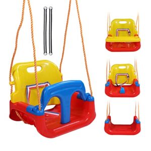 RedSwing 4-in-1 Baby Swing Seat with Tray, Toddler Swing, Anti-Flip Snug & Secure Detachable Infants to Teens Kids Swing Seat for Outside Playground, Red