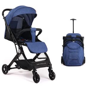 Tauthe Travel Lightweight Baby Strollers Compact – Foldable Portable Toddler Pushchair with Adjustable Multi-Position Recline and Storage (Navy Blue), 21.6 x 16.5 x 39.7 Inch (803 Navy Blue)