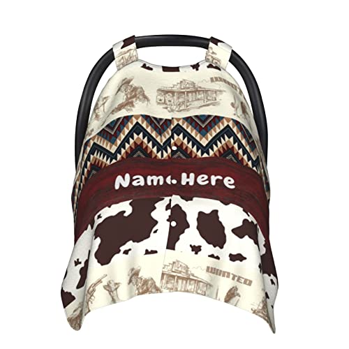 Personalized Baby Name Western Style Car Seat Covers for Babies, Custom Cowboy Carseat Canopy, Peekaboo Opening Breastfeeding Cover Infant Car Seat Canopies for Baby Boys Girls Newborn, Minky Dot | The Storepaperoomates Retail Market - Fast Affordable Shopping