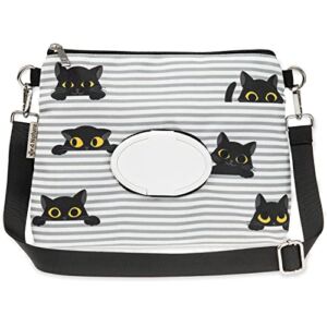 4 Nature Diaper Clutch Bag, Small and Cute Baby Bag for Mom with Wipes Holder and Bags Dispenser, Adjustable Straps for Cross Body (Kitty Paws)