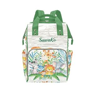 Cartoon Forest Small Animals Diaper Bags Custom Name Travel Casual Hiking Camping Daypack Nappy for Women Men Girls Mum