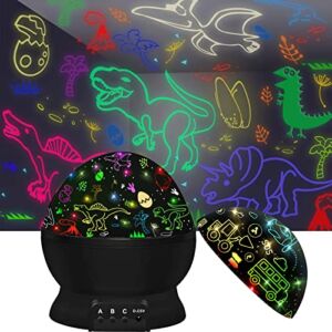 Dinosaur Toys for 2-9 Year Old Boys Girls, Kids Night Light Projector Dinosaurs and Trucks for Boys Girls Age 1 to 7 Year Old,Dinosaurs Night Light for Toddlers Kids Baby