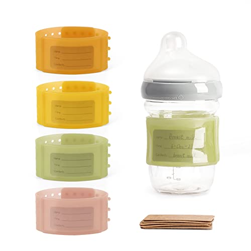 haakaa Baby Bottle Labels for Daycare, Silicone Reusable Baby Bottle Labels Band for Daycare, 4 PCS Baby Bottle Labels Flexible- Fits All Other Bottles,Including 20pcs Record Cards | The Storepaperoomates Retail Market - Fast Affordable Shopping