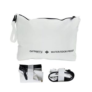 Foldable Water/Smell Proof Dry/Wet Pouch with Watertight Grade Zipper, for Gym, Pool, Travel, Beach, Office, Laundry, Diaper, and More, White