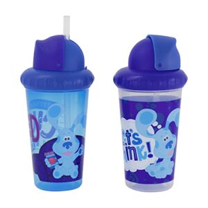 Toddler Sippy Cups for Boys | 10 Ounce Blue’s Clues Sippy Cup Pack of Two with Straw and Lid | Durable Blue Leak Proof Travel Water Bottle for Toddlers