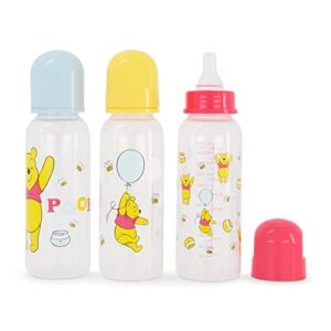 Baby Bottles 9 oz for Boys or Girls | 3 Pack of Disney Winnie The Pooh Infant Bottles for Newborns and All Babies | BPA-Free Plastic Baby Bottle for Baby Shower