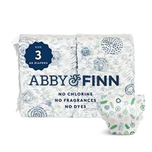 Baby Diapers Size 3, 60 Count by ABBY&FINN, Chlorine Free, Eco Friendly, Hypoallergenic, Day & Overnight, for Sensitive Skin, Super Absorbent- Woodland Print
