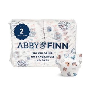 Baby Diapers Size 2, 60 Count by ABBY&FINN, Chlorine Free, Eco Friendly, Hypoallergenic, Day & Overnight, for Sensitive Skin, Super Absorbent- Safari Print