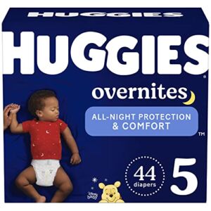 Overnight Diapers Size 5 (27+ lbs), 44 Ct, Huggies Overnites Nighttime Baby Diapers