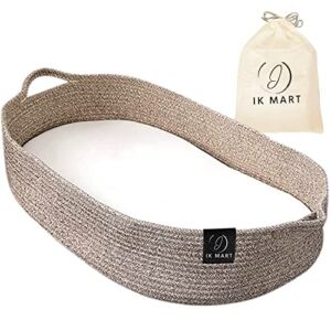 IK MART – Baby Diaper Changing Basket – Portable Changing Pad | 100% Cotton Woven Diaper Basket with Thick Mattress Pad & Removable Changing Pad Pover – Boho Nursery Decor – Moses Basket for Babies