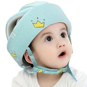 Ocanoiy Baby Safety Helmet Toddler Children Headguard Infant Head Cushion Protective Harnesses Cap Soft Adjustable Kid Safety Hat Head Protector (Crown Blue)