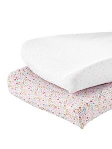 Simple Joys by Carter’s Kids’ Baby 2-Pack Cotton Changing Pad Covers, Floral/Dots, One Size