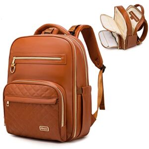 Diaper Bag Backpack, Rabjen Vegan Leather Baby Bag, Large Capacity Multifunction Maternity Travel Back Pack for Men and Women (dark brown)
