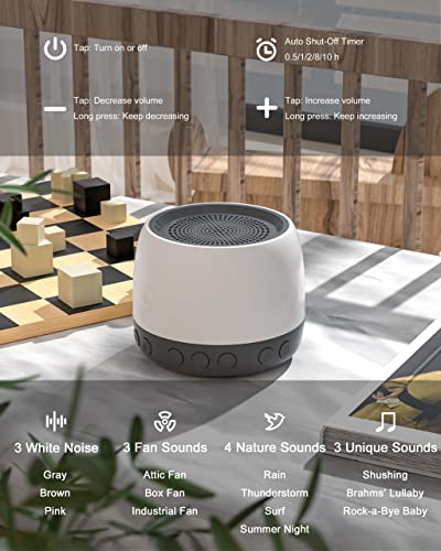 elesories White Noise Machine, Sound Machine with13 Non Looping Natural Soothing Sounds for Adults Baby Sleeping, Also Be Used as a Multifunctional Speaker for Home, Office Privacy | Nursery | Travel | The Storepaperoomates Retail Market - Fast Affordable Shopping