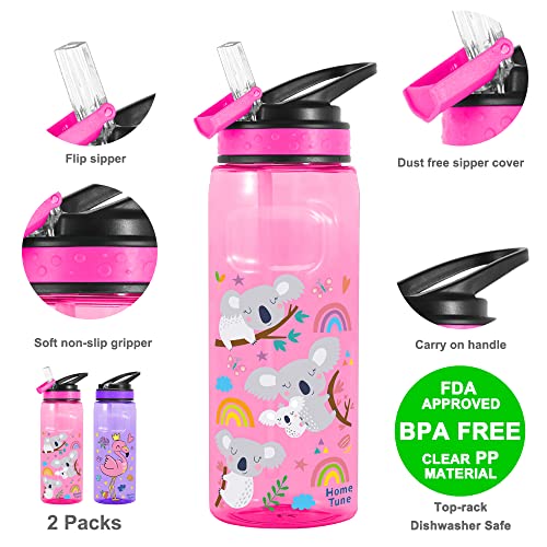 Koohot 22oz Kids Water Drinking Bottle – BPA Free, Sip Straw Lid, Carry Loop, Lightweight, Leak-Proof Water Bottle with Cute Design for Girls & Boys – 2 Pack – Koala/Flamingo | The Storepaperoomates Retail Market - Fast Affordable Shopping