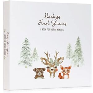 Keepsake Baby Memory Book for Boys and Girls – Timeless First 5 Year Baby Book – Gender Neutral Woodland Journal Scrapbook or Photo Album – A Milestone Book to Record Every Event from Birth to Age 5