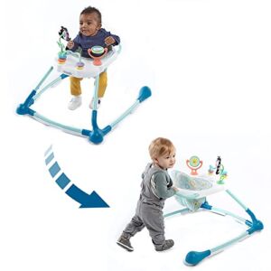 Kolcraft Tiny Steps Too 2-in-1 Infant and Baby Activity Walker with Steel Base, Seated or Walk-Behind – Clouds and Rainbows