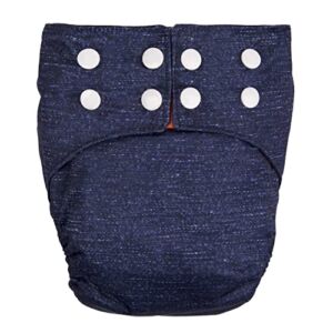 Handcraft Reusable All-in-One Cloth Diaper with Colorwise Sizing and Bamboo Insert ( Dreamy Denim 3-24M) )