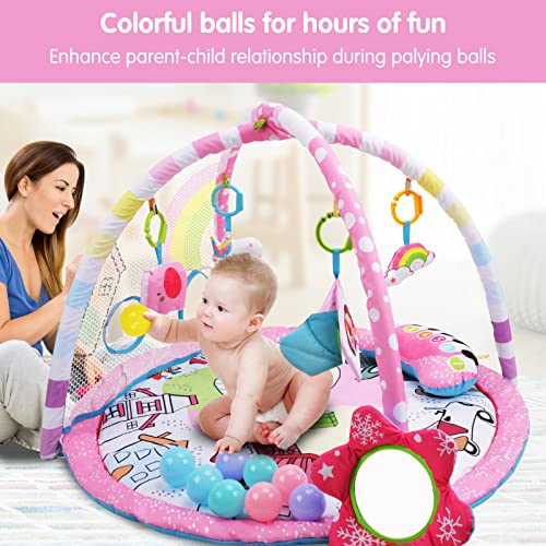Amagoing Baby Gym Play Mat,4-in-1 Infant Activity Gym with 6 Detachable Toys & Ball Pit for Toddler Sensory and Motor Skill Development Discovery, Newborn Essential Gifts for 0-12 Months Baby Girl Boy | The Storepaperoomates Retail Market - Fast Affordable Shopping