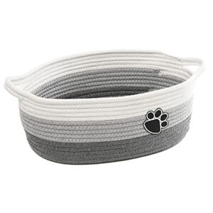 Small Woven Baskets for Organizing Rope Storage Basket with Handle Cute Cotton Basket for Nursery Gift Dog Toy Storage Bins for Toy Organizer