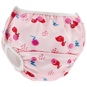 Acorn Baby Swim Diaper – Pink Flamingo Size 0-5 Adjustable Toddler and Baby Swimming Diaper Reusable Swimmers
