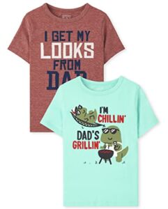 The Children’s Place baby boys and Toddler Short Sleeve Graphic T- 2-pack T Shirt, I’m Chillin’ Dad’s Grillin I Get My Looks from My Dad, 18-24 Months US
