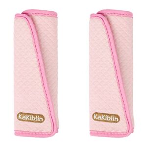 KAKIBLIN 2 Packs Straps Shoulder Pads for Kids Super Comfort Seat Belt Cover for Children, Soft Seat Belt Pads for All Cars/Stroller/Pushchair, Pink