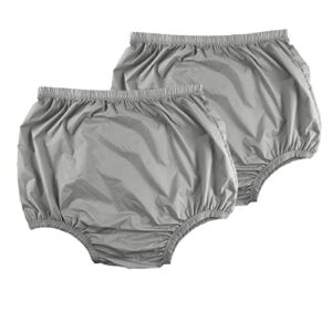 Adult Leakproof Underwear for Incontinence, Washable Low Noise Reusable Adult Diaper Cover, Grey Plastic Pants Cover Unisex 2Pcs (L, Grey)
