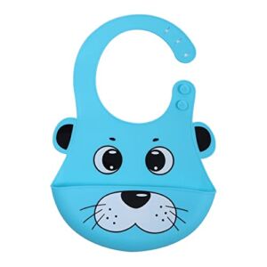 WKZZTCGD Baby Silicone Bibs Easily Clean ,Soft Adjustable Toddler Silicone Bibs for Babies Girl and Boy Silicone Baby baby bib… (cyan-blue)