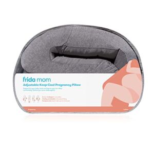 Frida Mom Adjustable Keep-Cool Pregnancy Pillow | Support for Belly, Hips + Legs for Pregnant Women | Breathable + Cooling Grey Fabric