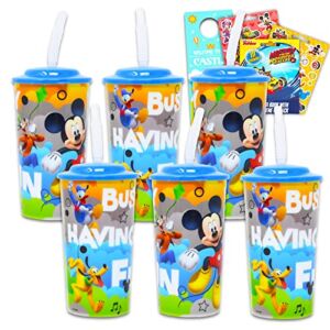 Disney Mickey Mouse Sippy Cup Set – 6 Pack Mickey Tumbler with Straw Bundle With Mickey Stickers and More (Mickey Cup for Toddlers Kids Adults)