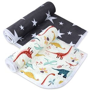 Diaper Changing Pads for Baby, Dinosaur Change Mat, 3 Layers Waterproof Change Pad Foldable Absorbent Mats for Women, Reusable Incontinence Underpads for Patient 24”x30”