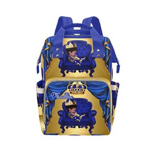 Little Prince Blue Gold Personalized Diaper Bag Multi-Function Backpack Nappy Bag Travel DayPack for Unisex