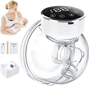 Wearable Breast Pump, Hands Free Breast Pump, Electric Breast Pump with 3 Modes & 9 Levels, Portable Breast Pump LCD Display, Wireless Breast Pump with Massage Mode, 17/ 19/ 21/ 24 mm Flanges – URMYWO