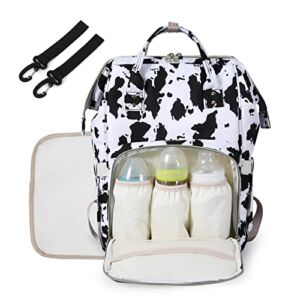 Baby Diaper Backpack for toddlers, Stroller Organizer Nappy Bag For Girls, with Insulated Pockets, Cow