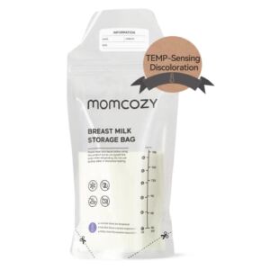 Momcozy Breastmilk Storing Bags, Temp-Sensing Discoloration Milk Storing Bags for Breastfeeding, Disposable Milk Storage Bag with 180ml Self Standing, No-Leak Milk Freezer Storage Pouches, 120pcs