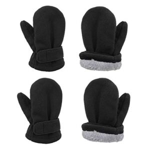 Toddler Mittens Unisex Lined Fleece Gloves Winter Warm kids Mitten for Baby Boys and Girls 2Black
