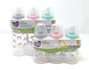Parents Choice Baby Bottles – Slow Flow Bottles – 9oz Baby Bottles – 5oz Baby Bottles – Six Total Bottles (Girl)