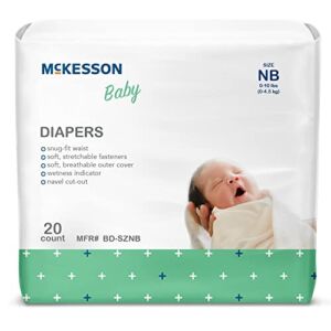 McKesson Baby Diapers for Newborns – Disposable, Breathable, Navel Cut-Out – 0 to 10 lbs, 20 Count, 6 Packs, 120 Total