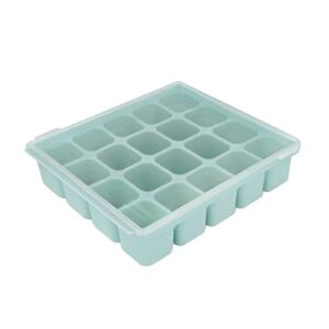 PETINUBE Silicone Freezer Tray, Baby Food Storage Cubes with Clip-On Lid, Freeze Baby Food, Soups, Purees, Ice, Easy and Safe Design, Made in Korea (20, Ocean Blue)