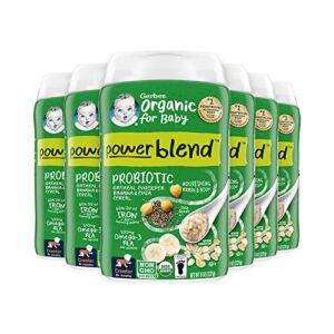 Gerber Organic Baby Food, Crawler, Powerblend, Probiotic Oatmeal Chickpea Banana & Chia Cereal, 8 oz (Pack of 6)