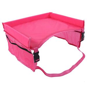 Car Safety Seat Tray, Kids Travel Tray Waterproof Kids Travel Tray for Toddler Car Seat Baby Infant Stroller Table Desk Storage Holder (Pink)(red)