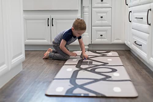 Ruggish Dottie Play Runner Rug 5.9 x 2.1 ft – Soft Cushion Reversible Baby Kids Playmat + Interactive Road Play Map + Waterproof (Cool Beige) | The Storepaperoomates Retail Market - Fast Affordable Shopping