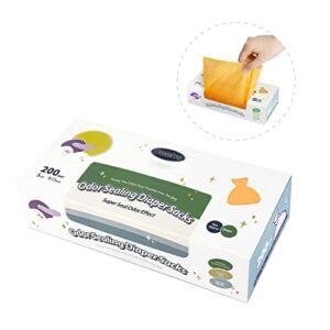 Deefre Odor Sealing Disposable Diaper Bags S/200 Count Diaper Sacks Scented Diaper Trash Bags Large Capacity Diaper Disposal or Pet Waste Bags [Color:Orange]