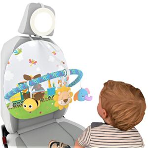 Caterbee Baby car seat Toy Arch Activity Center with Rear Mirror for Play and Kick 0 Months and up